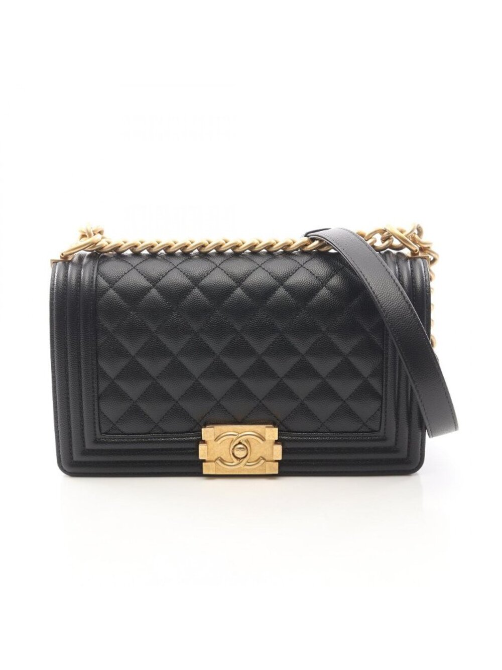 Chanel Shoulder Bag Boy Black Calf Boy Chain